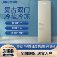 金松(JINSONG) 复古冰箱ins大容量双门249L家用民宿办公室冷藏冷冻低音 BCD-249R慕斯白