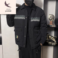 潮男羽绒服黑色轻薄款羽绒服男款冬季衬衫领白鸭绒保暖羽绒夹克外套潮男冬装