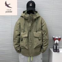 男式羽绒服羽绒服男式短款连帽冬季新款男女同款白鸭绒宽松加厚工装潮流外套