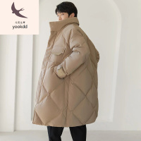 男士长款羽绒服白鸭绒菱格羽绒服男士中长款冬季2022年新款加厚保暖男装休闲外套