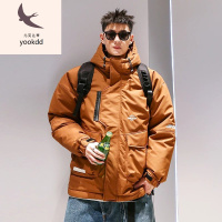 羽绒服男冬季痞帅90白鸭绒连帽短款外套男冬季潮牌痞帅工装设计感加厚大码羽绒服