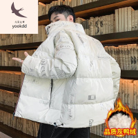 羽绒服男冬季痞帅立领羽绒服男士冬季潮牌痞帅加绒加厚灰鸭绒保暖防寒男款棉服外套