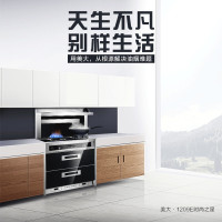 美大 (Meida) 星飞消毒柜款 JJZT-MW2(2RR-12T)黑 集成灶 消毒柜集成一体灶无油网设计 智能双变频