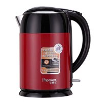 安博尔 电热水壶大容量2L烧水壶家用 双层防烫304不锈钢 中国红HB-3250B[2L]