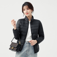 羽绒服女2022年新款短款立领轻薄款时尚修身保暖鸭绒女外套立领