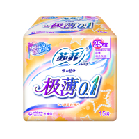 苏菲弹力贴身极薄0.1cm日用洁翼型25cm*15片