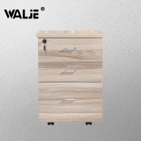 WALJE 000096 办公活动柜移动矮柜落地文件柜三抽屉柜带锁桌边柜子