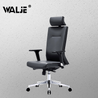 WALJE 000225 办公椅电脑椅人体工学老板椅护腰经理椅可旋转皮椅带头枕