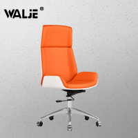 WALJE 000251 北欧洽谈椅现代简约老板椅办公电脑椅接待中班椅高背橘色
