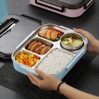 峰呈 FC-0489 304不锈钢饭盒加大加深保温分格便当盒学生餐盘上班族大容量餐盒 一次性餐盒