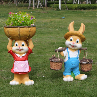 峰呈 FC-0642 花园庭院摆件 兔姐+兔弟