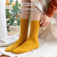 袜子女韩版中筒加绒雪地袜长筒袜保暖棉袜女冬季加厚袜子羊羔绒袜