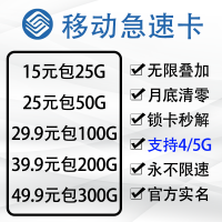 中国移动流量卡无限流量上网卡无限通用流量不限速29.9-100G高速流量卡