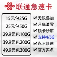 中国联通流量卡无限流量上网卡无限通用流量不限速29.9-100G高速流量卡