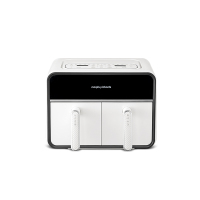 摩飞(Morphyrichards)空气炸锅 家用8L大容量可视双炸篮多功能空气炸烤箱 炸薯条鸡翅机MR8100富士白