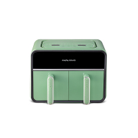 飞(Morphyrichards)空气炸锅 家用8L大容量可视双炸篮多功能空气炸烤箱 炸薯条鸡翅机MR8100薄荷绿