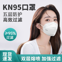 kn95口罩一次性口罩100只装含熔喷布透气防尘防雾霾防飞沫灭菌口罩男女通用(GB2626-2019)