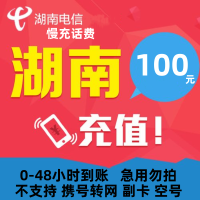 湖南电信 100元 慢充话费 特惠话费 自动充值 电信号码 n0-48小时到账