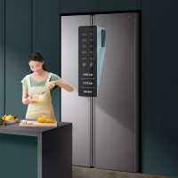 TCL 455升超薄大容量养鲜对开门冰箱 电脑温控一级能效一体双变频风冷无霜家用电冰箱 R455V3-S