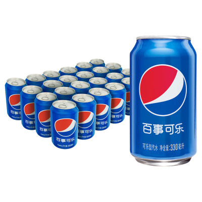 百事可乐 可乐型汽水普通罐330ml*24罐(整箱)