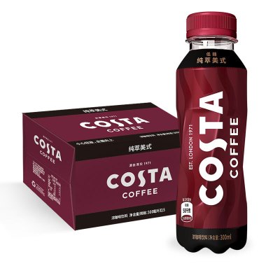 可口可乐 Costa纯萃美式咖啡饮料300ml*15瓶(整箱)