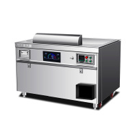 日式商用铁板烧设备大型酒店餐厅吧台燃气电热高档电扒炉豪华款电热-1米长方形