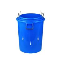 蔚岸加厚50L-280L塑料水桶户外塑料储水带盖圆桶铁饼提水桶垃圾塑胶桶50L/个