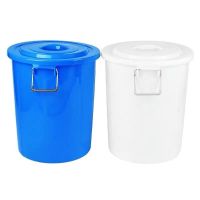 蔚岸加厚塑料水桶 户外塑料储水带盖圆桶 铁饼提水桶 垃圾塑胶桶60升/个