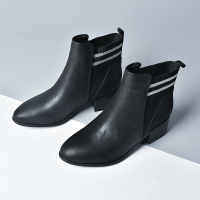 新一名集团正装执勤女黑色办公巡逻皮靴工作鞋单皮鞋一名集团城管女皮靴