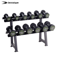 必动(BESSGYM) 健身房哑铃架商用健身综合训练器 RA06+彩标圆头哑铃6件套 BG-RA06A