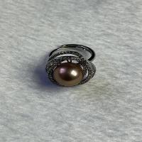 天然淡水爱迪生紫色珍珠戒指,高端大气