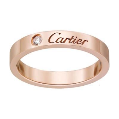 CARTIER/卡地亚 C de Cartier系列 18K金玫瑰金刻字单钻结婚戒指 B4086400