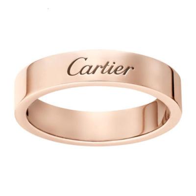 CARTIER/卡地亚 C de Cartier系列 18K金玫瑰金刻字字母结婚戒指 B4098000