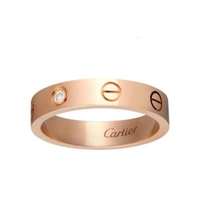 CARTIER/卡地亚 经典款LOVE 18K金玫瑰金钻石戒指结婚对戒 镶嵌1颗钻石 B4050700