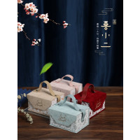 绘音手提喜糖盒结婚绒布礼品盒婚礼糖果盒子伴娘回礼伴手礼盒