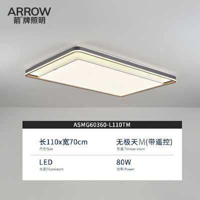 ARROW箭牌照明轻奢吸顶灯现代简约大气led客厅灯家用北欧卧室灯长方形灯具-门店款