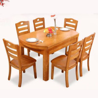 实木餐桌椅组合伸缩折叠圆形餐桌家用多功能饭桌子
