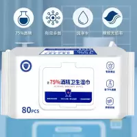[640片/8包装]含75度酒精消毒湿巾办公家用卫生杀菌专用湿纸巾大包婴儿手口湿巾