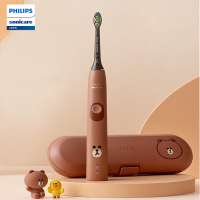 飞利浦(PHILIPS)电动牙刷成人充电式智能声波全自动卡通软毛牙刷两档模式情侣送礼 HX6801/37布朗熊联名