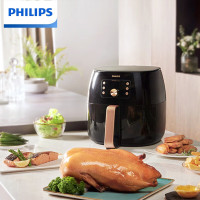 飞利浦(PHILIPS)空气炸锅 家用7.3L大容量智能感应黑科技一键识别不用翻面 减少90%油脂 旗舰款HD9860