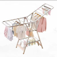 盛易顺 晾衣架 不锈钢落地折叠晾衣架