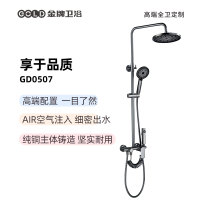 金牌卫浴淋浴花洒套装冷热四功能全铜家用枪灰 雅黑淋浴器浴室淋雨花洒莲蓬头KA(不含安装)大家居GD0507