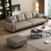 现代简约风三人位+脚踏猫抓布艺沙发新款
