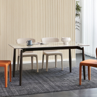 现代轻奢岩板餐桌椅组合客厅JM007CZ60饭桌岩板餐桌
