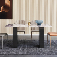 现代轻奢岩板餐桌椅组合客厅JM007CZ67饭桌岩板餐桌