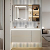 欧意(OUYI)奶油风浴室柜组合陶瓷一体盆卫生间洗脸盆柜组合卫浴手盆