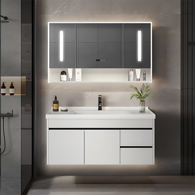 欧意(OUYI)浴室柜组合陶瓷一体盆卫生间洗漱洗手池智能镜柜2023新款