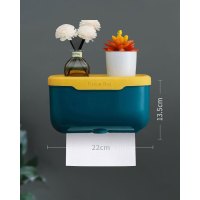 [补免打孔化妆室纸巾盒防水厕所抽取式卫生纸卷筒卫生纸盒收纳浴室置物架壁挂厨房 [防水防裂 耐用两载]双层加厚(黄+墨绿)