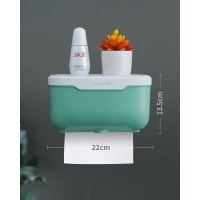 [补贴免打孔化妆室纸巾盒防水厕所抽取式卫生纸卷筒卫生纸盒收纳浴室置物架壁挂厨房[防水防裂 耐用两载]双层加厚(白+浅绿)