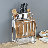 不锈钢刀架厨房置物架筷子菜板架一体砧板锅盖刀具收纳架子多层